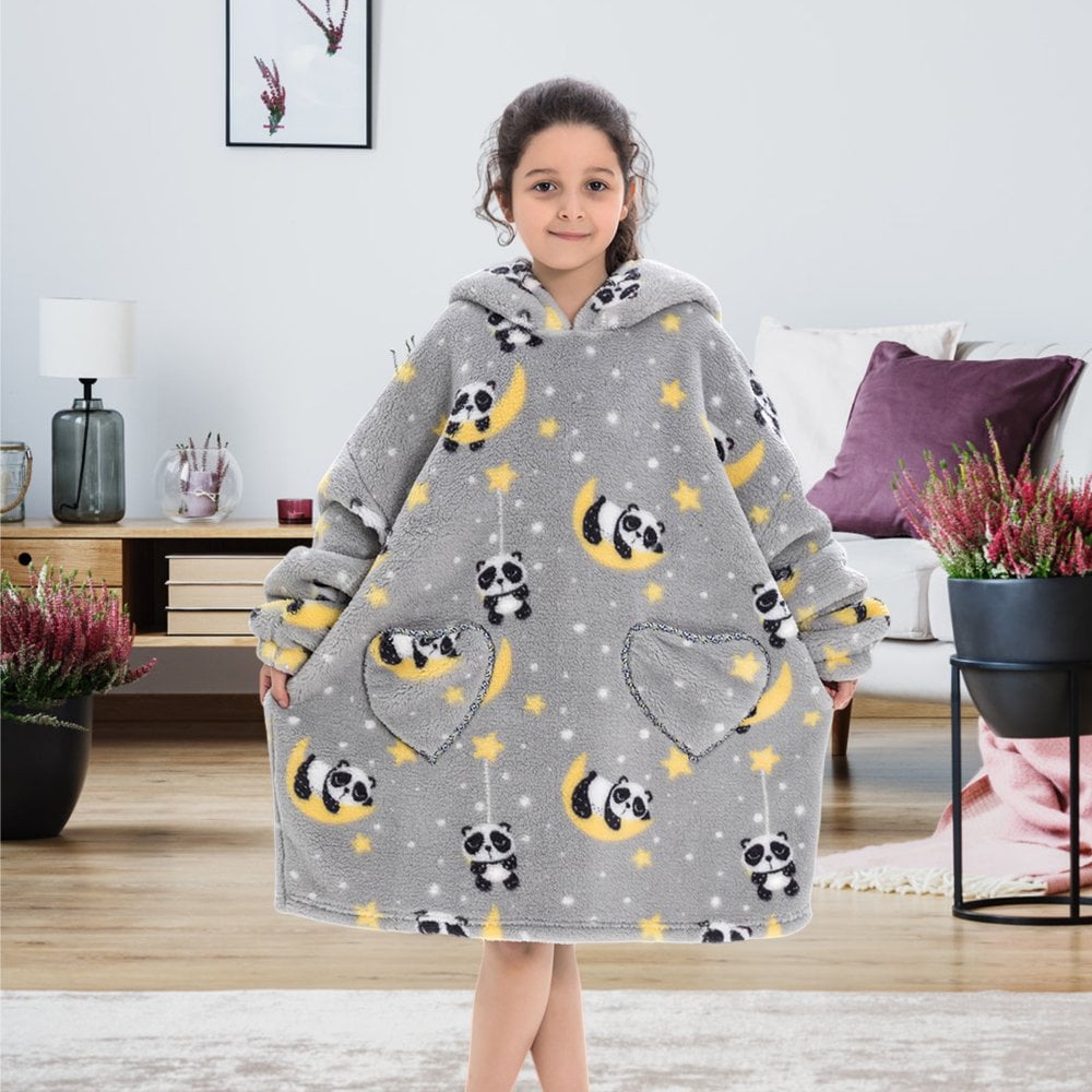 AMERTEER Blanket Hoodie Ultra Soft Oversized Blanket Sweatshirts with Hood Pocket and Sleeves Warm Cozy Wearable Hooded Blankets Sweater One Size for