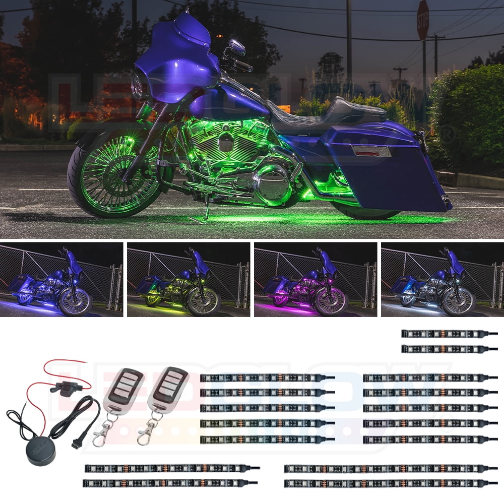 LEDGlow 16pc Advanced Million Color LED Flexible Motorcycle Lighting