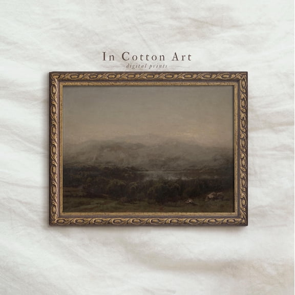 Moody Vintage Landscape / Dark Green Scenery Art / Antique Farmhouse Decor | P128 UNFRAMED Poster, Wall Art for Decor, Present, 8x12