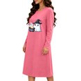 thumbnail image 5 of Women's Halloween Cute Print Lounge Dress Long Sleeve Crew Neck Casual Sleepwear Nightgown, 5 of 6