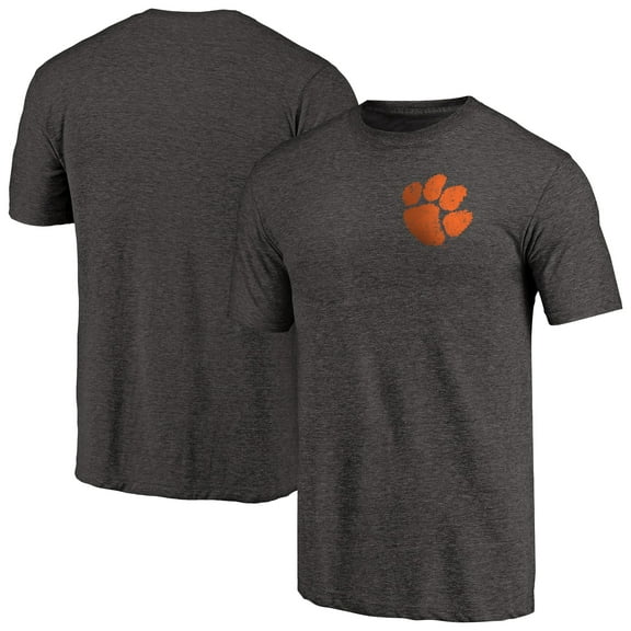 Men's Black Clemson Tigers Left Chest Distressed Logo Tri-Blend T-Shirt
