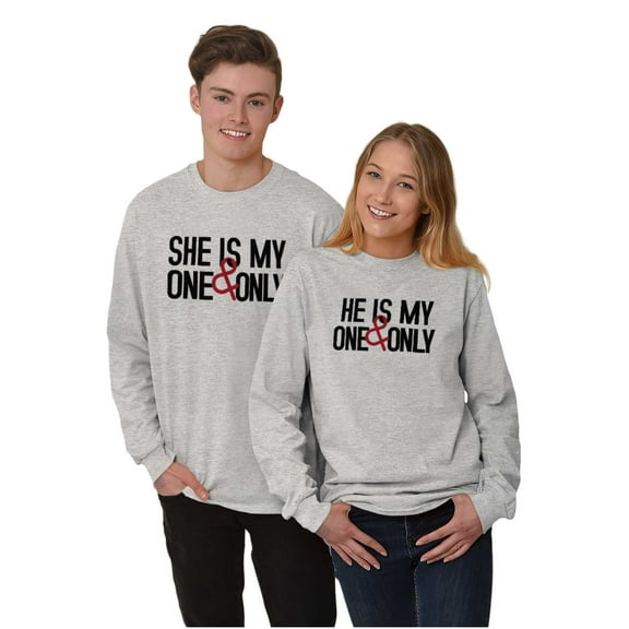 Romantic Matching Set His Hers Couple Women Plus Size Long Sleeve Graphic Tee Brisco Brands 2X