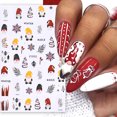 3D Christmas Nail Art Stickers Winter Gingerbread Man Red Santa Claus