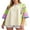Light Green, variant on Elippeo Women's Spring Autumn Loose Tops 3/4 Sleeve Round Neck Floral Print Striped T-shirt