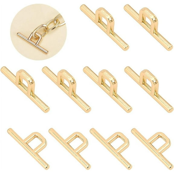 10pcs Metal Toggle Clasps Alloy Square T-Bar Closure Connectors golden Toggle Jewelry Clasps bag Buckle Hardware 6mm for DIY Necklace Chain Bracelets Findings Jewelry Making