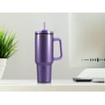 thumbnail image 7 of Mainstays 40 oz Stainless Steel Tumbler with Straw and Handle, Double Wall Insulated, Purple Hammertone, 7 of 7