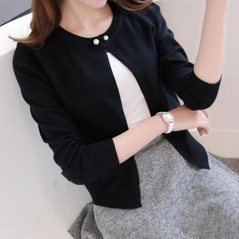トップス L'Appartement Boucle 2way Short Cardigan Women Y2K Short Sleeve Cardigan Round Neck Button Down