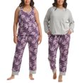 thumbnail image 4 of Karen Neuburger Women's 3-Piece Printed Soft Pajama Lounge Set (Purple, 2X), 4 of 5