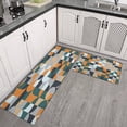 thumbnail image 3 of 2 Piece Orange Green Geometric` Rug Kitchen Rug Set, Decor Kitchen Rugs, Absorbent Non-Slip Washable Floor Mats, Home Indoor Runner Rugs 17"x47"+17"x30", 3 of 7