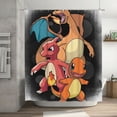 thumbnail image 1 of Cortina de ducha Charmander, impermeable, de poliéster, lavable, decorativa, con 12 ganchos, 72 x 72 pulgadas, de plástico, 1 of 8