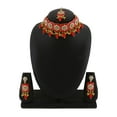 thumbnail image 3 of Efulgenz Indian Jewelry Choker Necklace Maang Tikka Earrings Bollywood Wedding Crystal Kundan Necklace Earrings Head Chain Set, 3 of 5