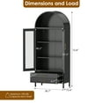 thumbnail image 4 of SUXXAN 73-Inch Tall Metal Arched Display Cabinet with Glass Doors and Drawers, Curio Kitchen Pantry Cabinet for Living Room, Assembly Required, Black, 4 of 10