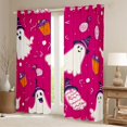 thumbnail image 2 of Homewish Halloween Witch Ghost Blackout Curtains Set of 2 (52x84 Each) for Girls, Cartoon Candy Cupcake Curtain, Hot Pink White Orange, 2 of 5