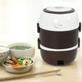 thumbnail image 3 of Portable 2L 3 Layers Electric Lunch Box Steamer Pot Rice Cooker Food Warmer, 3 of 18