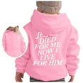 thumbnail image 4 of FINALGANG Girls Hoodies Casual Letter Printed Long Sleeve Hooded Pullover Top With Pocket Kids Elegant Birthday Wedding Weekend Sweatshirt,Pink,160, 4 of 4