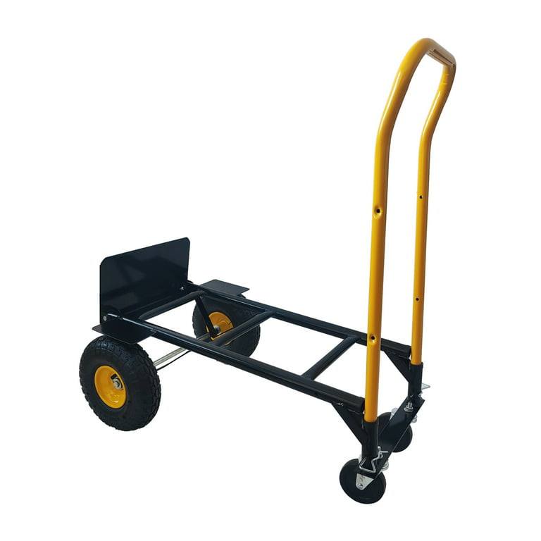 Folding Hand Truck, Portable Dolly Cart Convertible 2 Wheel Dolly Cart & 4  Wheel Push Cart with Swivel Wheels, Dual Purpose Heavy Duty Platform Push