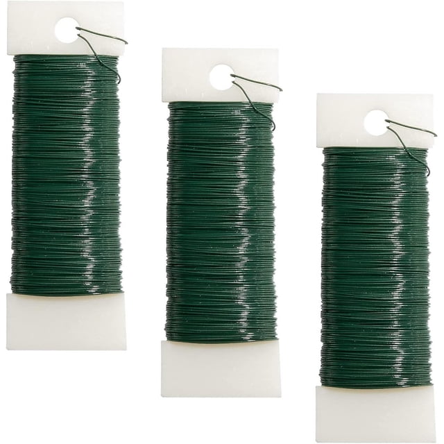 Alambre floral verde calibre 22, alambre flexible de paleta, herramientas para estilizar flores, manualidades, coronas y arreglos florales navideños. 3 rollos de 114 yardas.