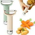 thumbnail image 5 of Kitchen Potato Peeler, Stainless Steel Sharp Y-Shaped Peeler Multifunctional Good Grip Vegetable Peeler with Hanging Design for Fruit Carrot Zucchini Cucumber Potatoes, 1Pc(Beige,5.9x3"), 5 of 6