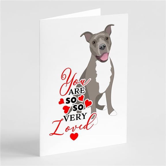 Pit Bull Blue #1 so Loved Greeting Cards and Envelopes Pack of 8 7 in x 5 in
