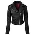 thumbnail image 5 of MixMatchy Women's Faux Leather Long Sleeve Zipper Closure Moto Biker Short Coat Jacket, 5 of 7