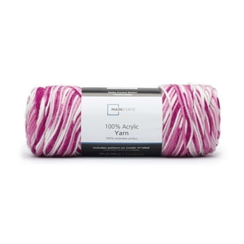 Mainstays 100% Acrylic 4 Medium Acrylic Yarn, Pink Multi 5oz/142g, 285 Yards