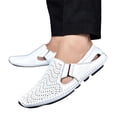 thumbnail image 2 of Domuza Mens Leather Driving Loafers, Lightweight Slip On Breathable Walking Boat Shoes, Comfortable Flat Outdoor Casual Moccasin Daily Wear Shoes White 6.5 (EU-38), 2 of 6