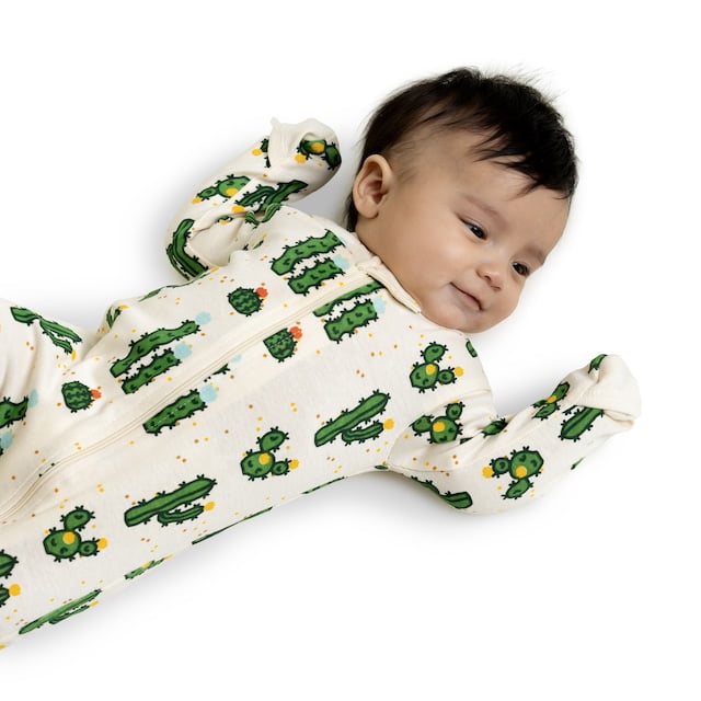 M+A by Monica + Andy Organic Cotton Gender Neutral Long Sleeve Baby One-Piece Pajama, Sizes Newborn - 24 Months