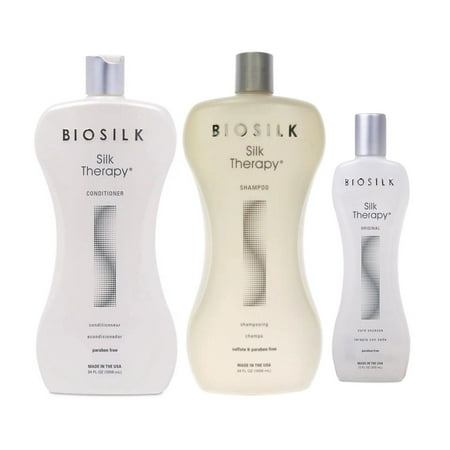 Biosilk Silk Therapy Shampoo and Conditioner ( 34 oz each ) with Original Silk Therapy 12 oz