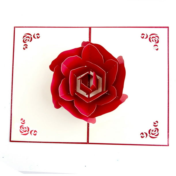 IKemiter Romantique Floral Amour Carte 3D Pop-up Fleur Carte De