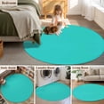 thumbnail image 6 of Turquoise Large Area Rugs for Bedroom Living Room, Soft Non Slip Carpet Bedside Rug, Modern Pure Turquoise Round Floor Cover Kitchen Accent Rug 3' for Dining Room/Office, 6 of 9