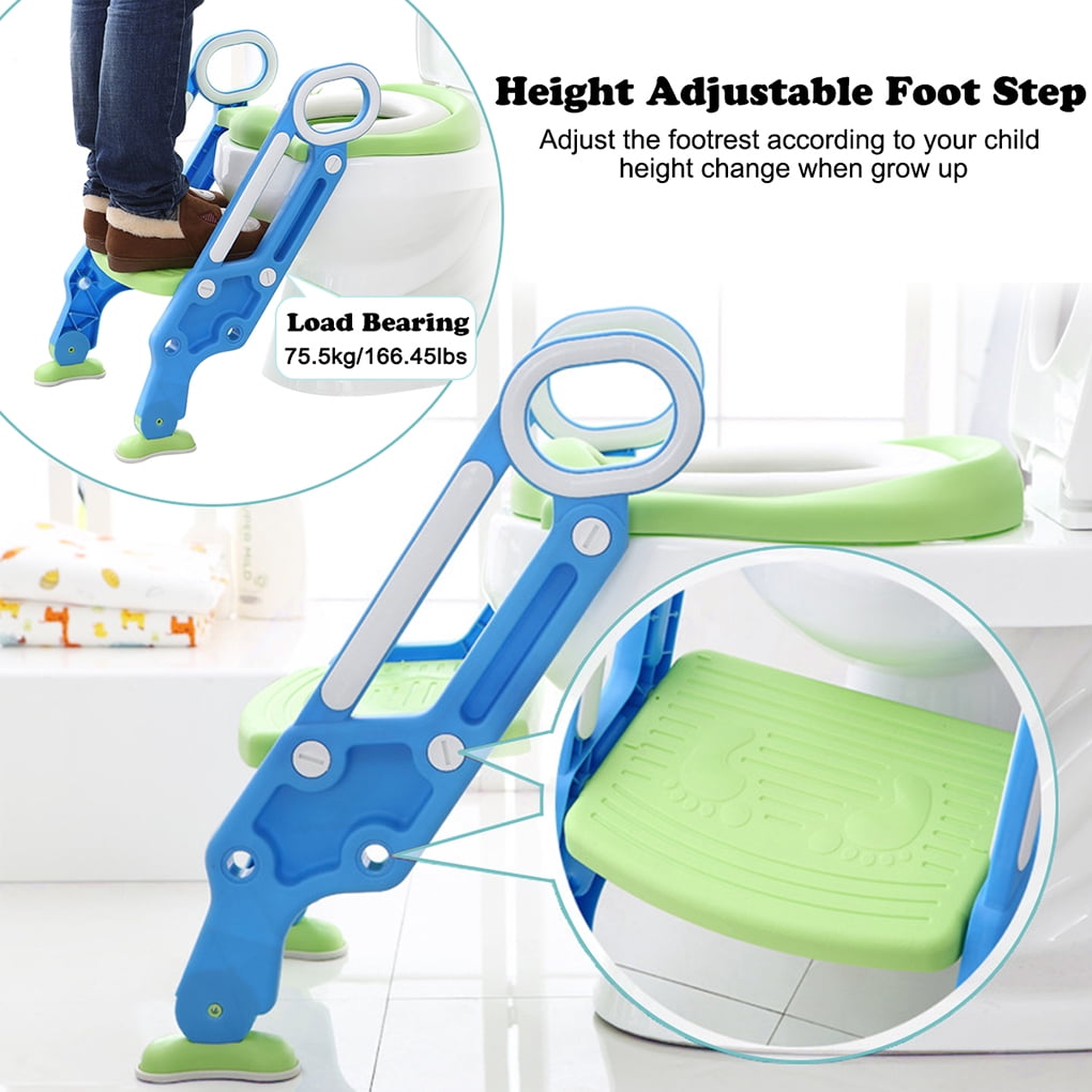 Household Baby Potty Training Toddler Toilet Seat with Adjustable Safety  Step Stool Ladder Cleaning Brush Spare Pad - Walmart.com