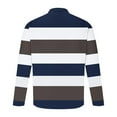 thumbnail image 5 of Zylanna Men's Long Sleeve Polo Shirts, Turndown Collar Spring Fall Slim Fit Striped Casual Pullover Tops for Man Blue, 5 of 6