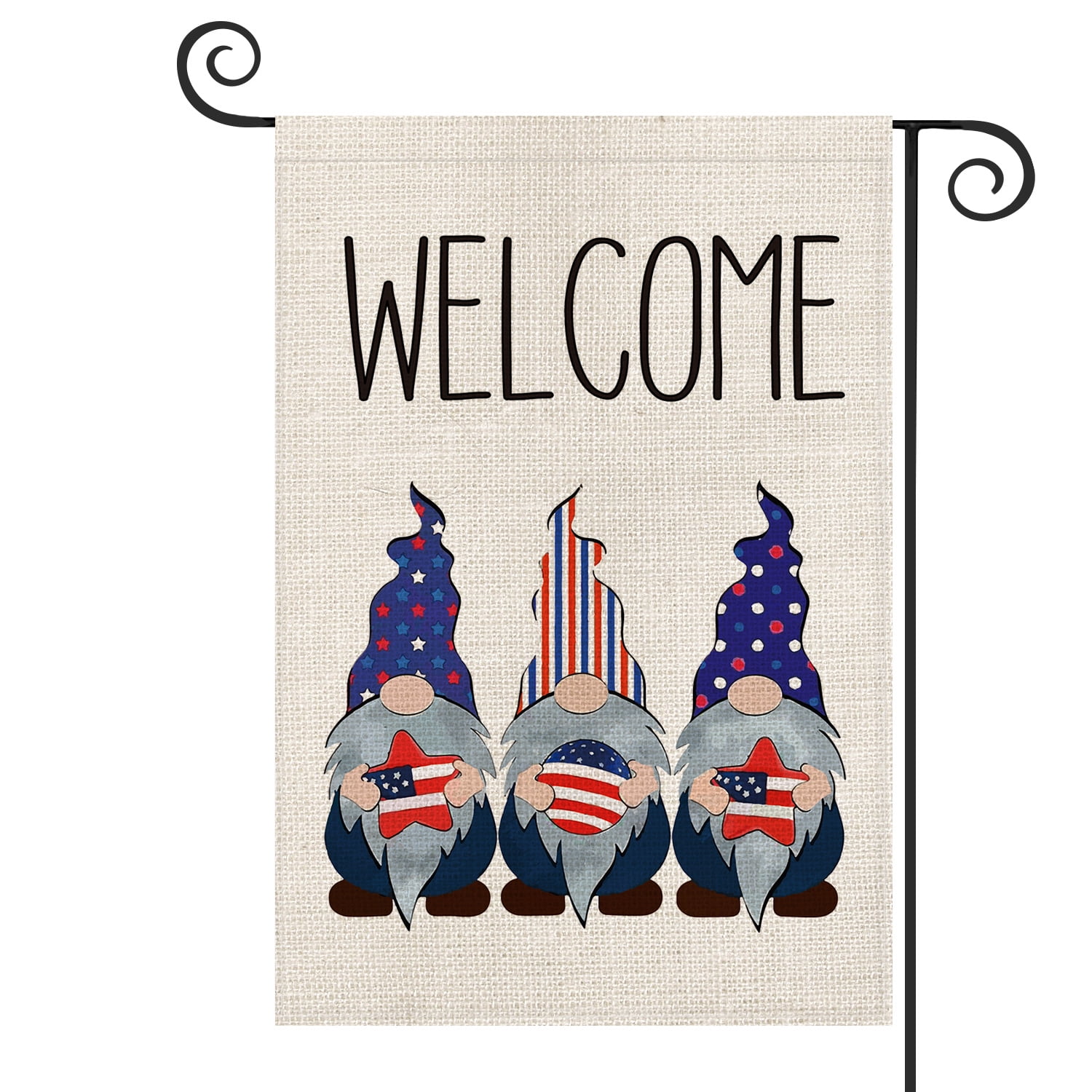 Welcome Gnome Garden Flag; 12" x 18"; Double Sided Reads correctly both sides Welcome Gnome Garden Flag; 12" x 18"; Double Sided Reads correctly both sides