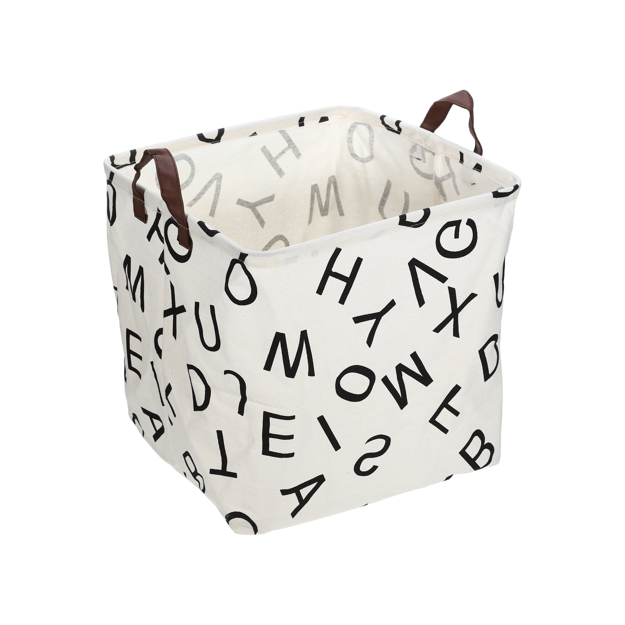 Unique Bargains Foldable Square Laundry Basket 12.60"x12.60" 30L Black White