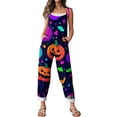 thumbnail image 5 of Halloween Pumpkin Print Jumpsuit for Women, Cute Fall Wide Leg Sleeveless Romper, Fashion Halloween Costumes Multicolor XL, 5 of 6