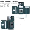 thumbnail image 3 of Decase Crossbody Wallet Case with Credit Card Holder Stand for iPhone 14, RFID Blocking Design,with Wrist Strap Rugged Shockproof PU Leather Case Cover, green, 3 of 8