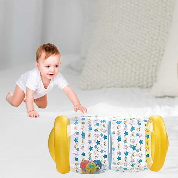 Juguete inflable con ruedas para bebés con pelota de colores, rodillo auxiliar para gatear para bebés