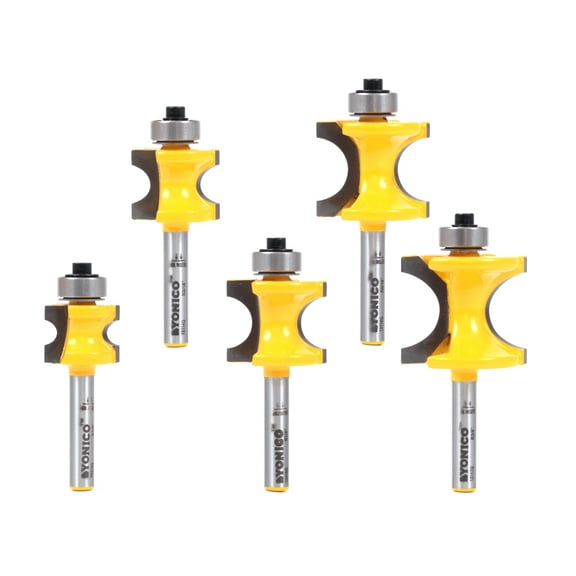 Yonico 5 Bit Bullnose Router Bit Set - 1/4" Shank - 13515q