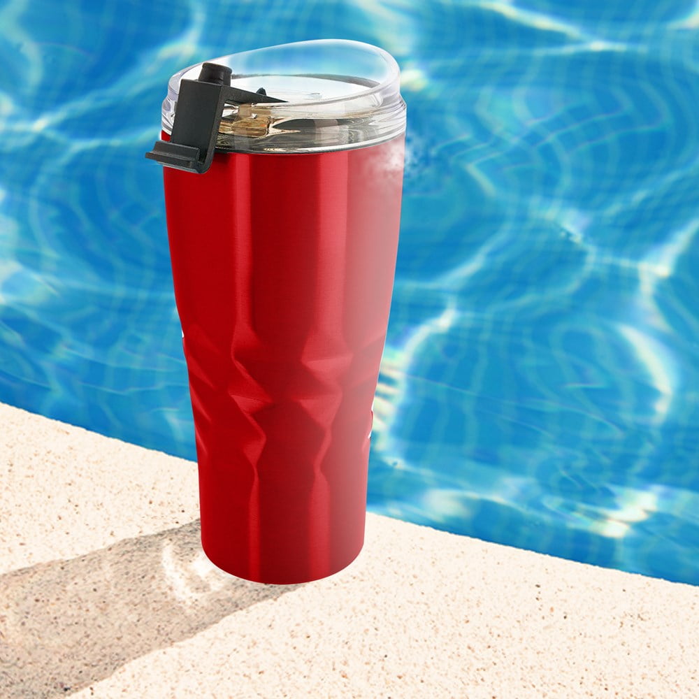 Primula Hot /Cold Thermal Lidded Travel Tumbler 20oz Red Flip Top