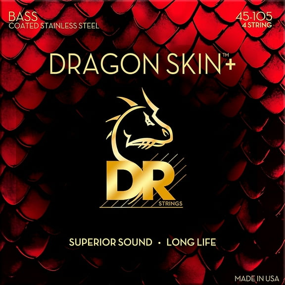 DR Strings Dragon Skin Coated Accurate Core Technology 4-String Stainless Steel Bass Strings 45 - 100