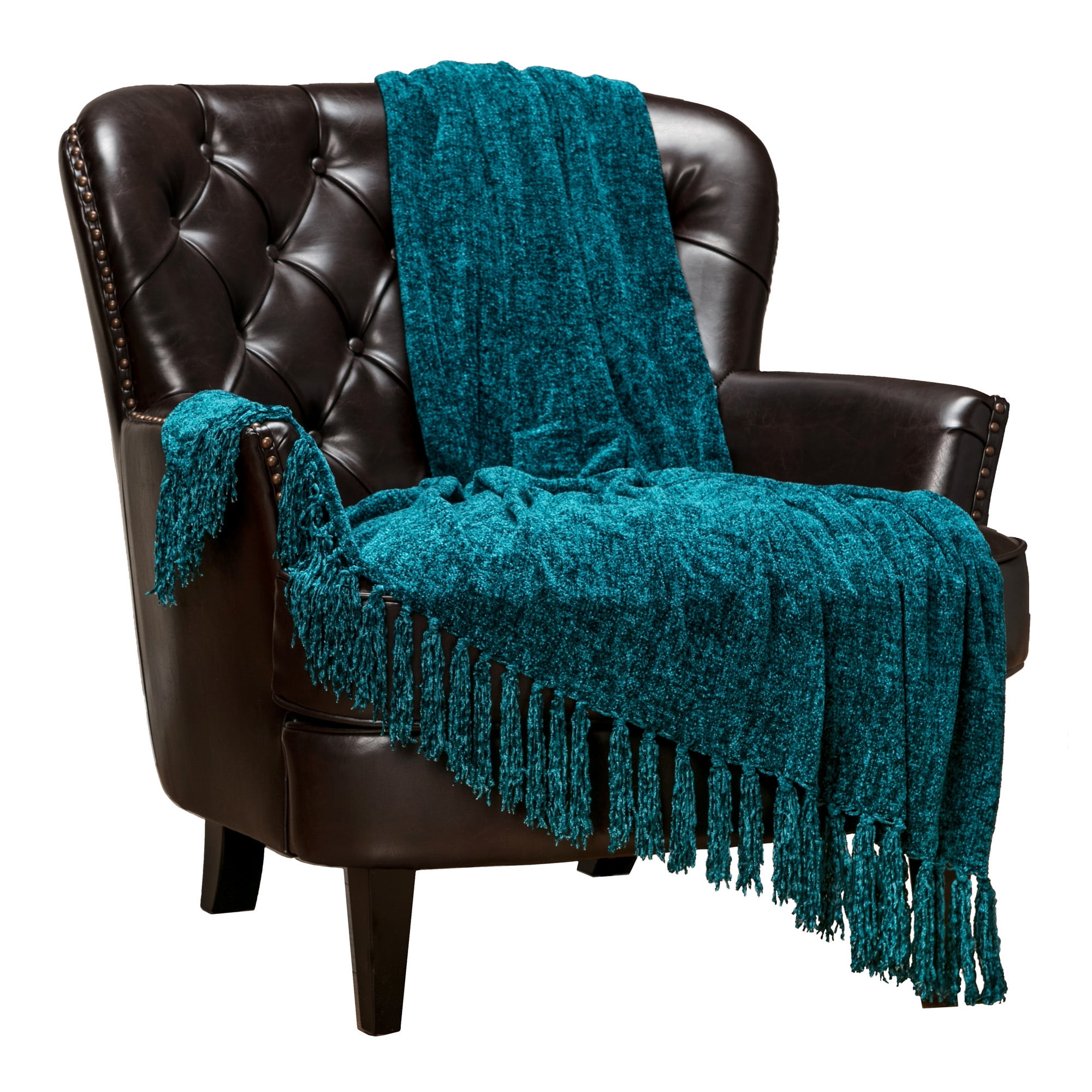 Chanasya Chenille Velvety Texture Decorative Throw Blanket with Tassels