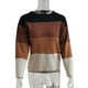 thumbnail image 5 of Qarigey Blusa de manga larga con cuello en la parte de la raya del bloque del color del suéter de las mujeres Prendas para la parte del cuerpo Caqui S, 5 of 6