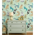 thumbnail image 2 of S4Sassy Peel & Stick Vinyl Wallpaper, Cat Print Wallpaper Contact Paper Waterproof - Green, 25"X 120", Removable Walls Covering For Kids Room Wall Decor, Baby Room, Playroom, 2 of 8