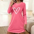 thumbnail image 2 of Women's Nightgowns Straight Slim Shirts Pajamas Cute Heart Printed Long Sleeved Nightdress Round Neck Loose Comfortable Short Nightgown Loungewear Soft Sleepwear, 2 of 6