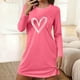 thumbnail image 1 of Camisón corto holgado y cómodo con cuello redondo y manga larga con estampado de corazones para mujer, 1 of 6