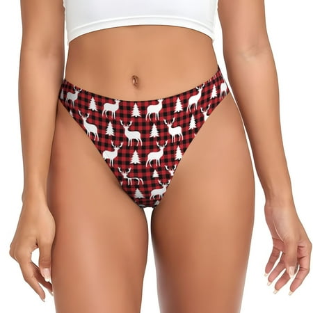 Qokaie Christmas And New Year Printed Women s Cotton Thong Underwear  Sexy Breathable Panties G-string-X-Large