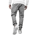 thumbnail image 2 of jsaierl Men's Solid Color Pencil Pants Casual Stretch Slim Fit Sweatpants Fashion Jogger Trousers with Multi Pockets, 2 of 5