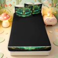 thumbnail image 4 of Homewish Astrology Tree Of Life Zipper Twin Comforter Sets with Fitted Sheet and 2 Pillowcases,Nature Boho Aesthetic Zipper Bedding Set,Green Gold,Black Reversible,4pcs, 4 of 8