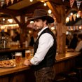 thumbnail image 2 of Wool Blend Western Cowboy Hat for Men Classic Fedora Hat Felt Hats with One Decorative Bands, 2 of 5