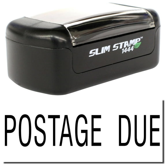Slim Pre-Inked Postage Due Stamp, Slim 1444, Ultra Slim Design, Impression Size 1/2" by 1-3/4", Up to 25,000 Impressions - Black Ink